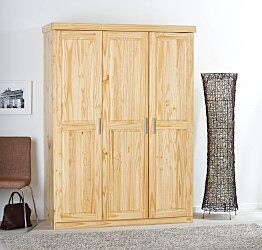 Armadio tre ante in legno massello finitura pino naturale