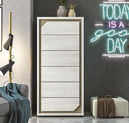 Settimino 6 cassetti, finitura Olmo Bianco, Made in Italy
