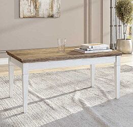 Elegante tavolino basso da salotto, finitura bianco frassinato e rovere 