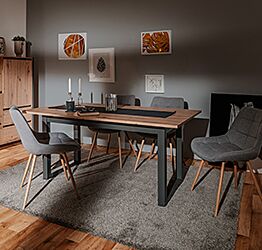 Tavolo Industry allungabile in finitura Rovere nodato con struttura in antracite