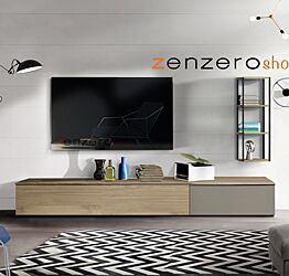 Parete attrezzata con base e libreria con telaio in ferro