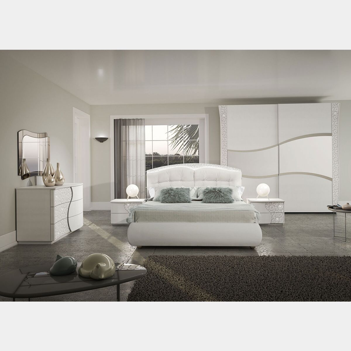 Comodino Moderno LubanNese Con Cassetto Scanalato - Rovere Bianco Per Camera Da Letto E Soggiorno - 3