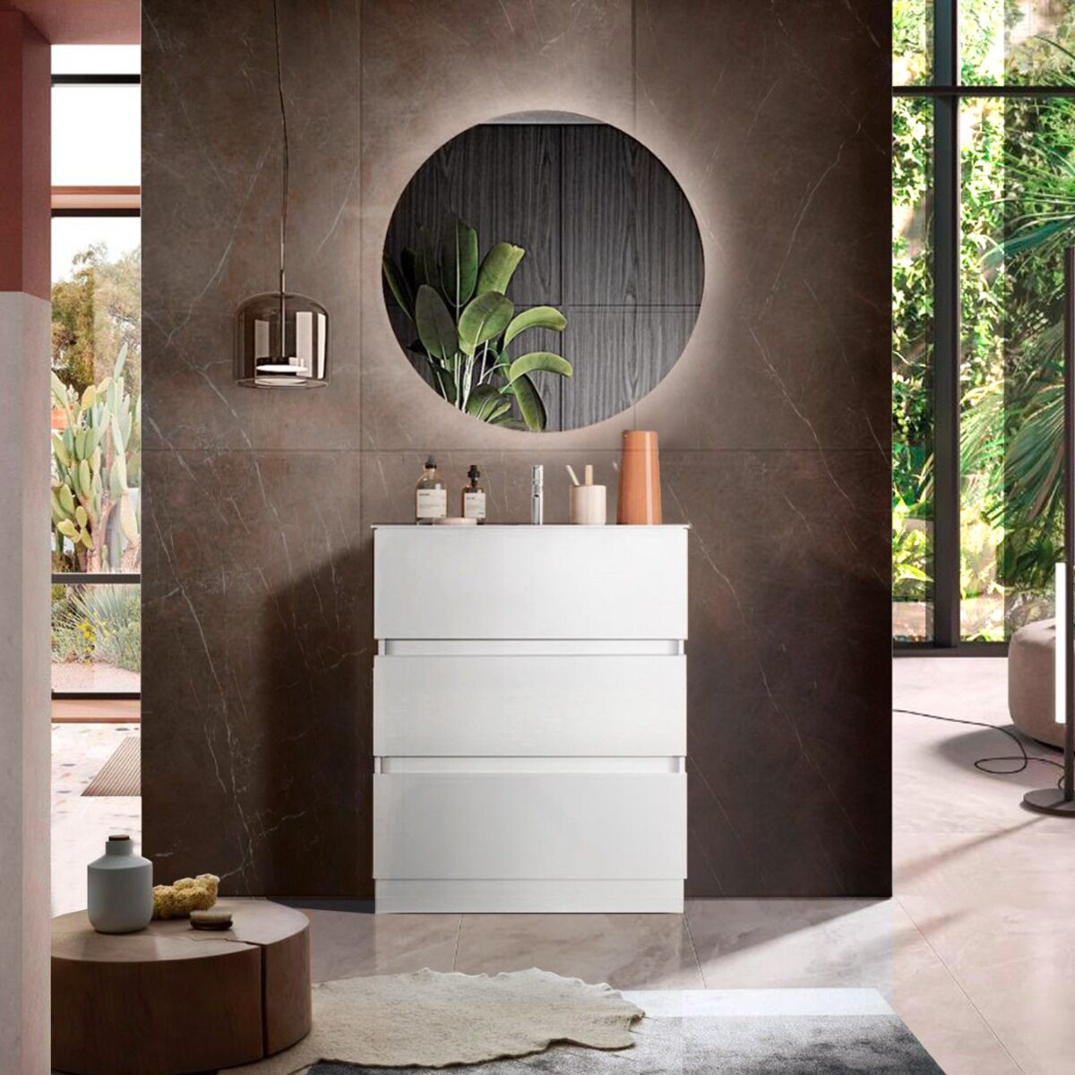 Mobile da bagno a terra con 3 cassetti, L.63 cm, disponibile in diverse  misure