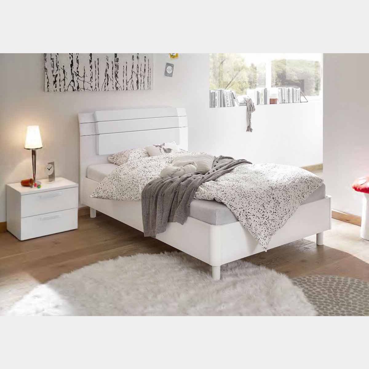 Letto singolo Like in legno bianco