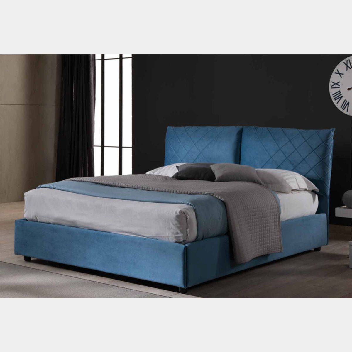 Letto matrimoniale contenitore Blu