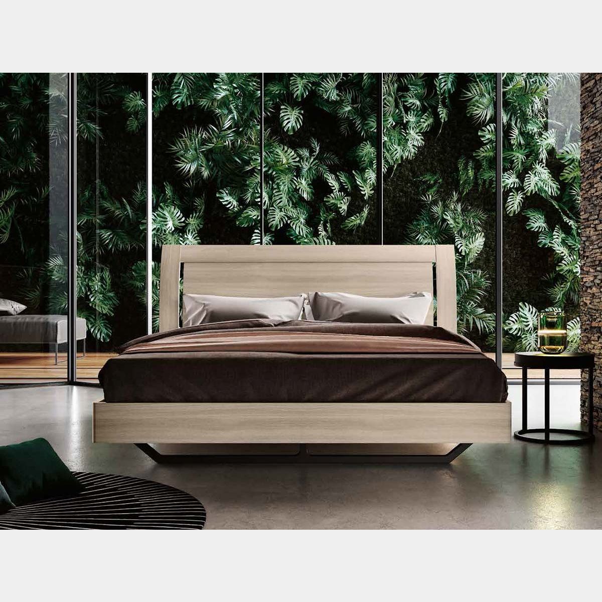 Letto matrimoniale legno, finitura Olmo natura