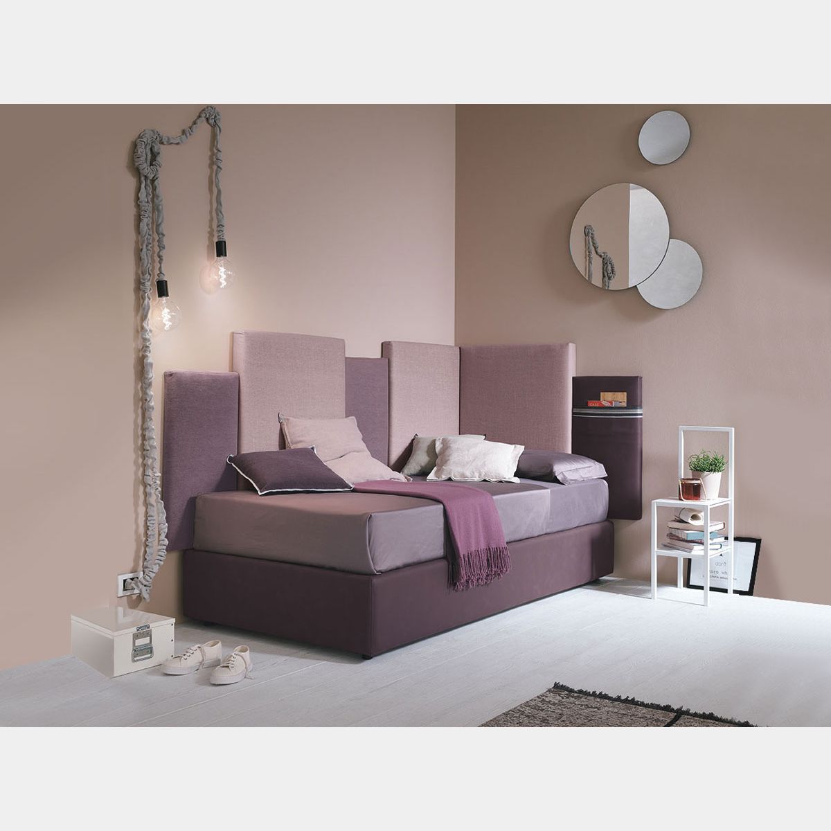 Letto Singolo con Testiera Moderno Struttura Letto Giroletto