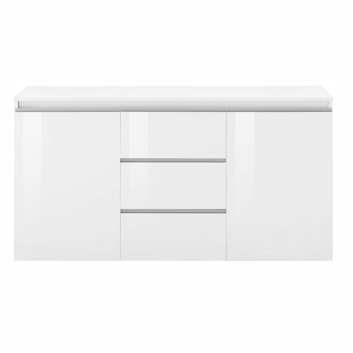 Credenza moderna 103x34cm 3 ante 2 cassetti rovere bianco Ajed