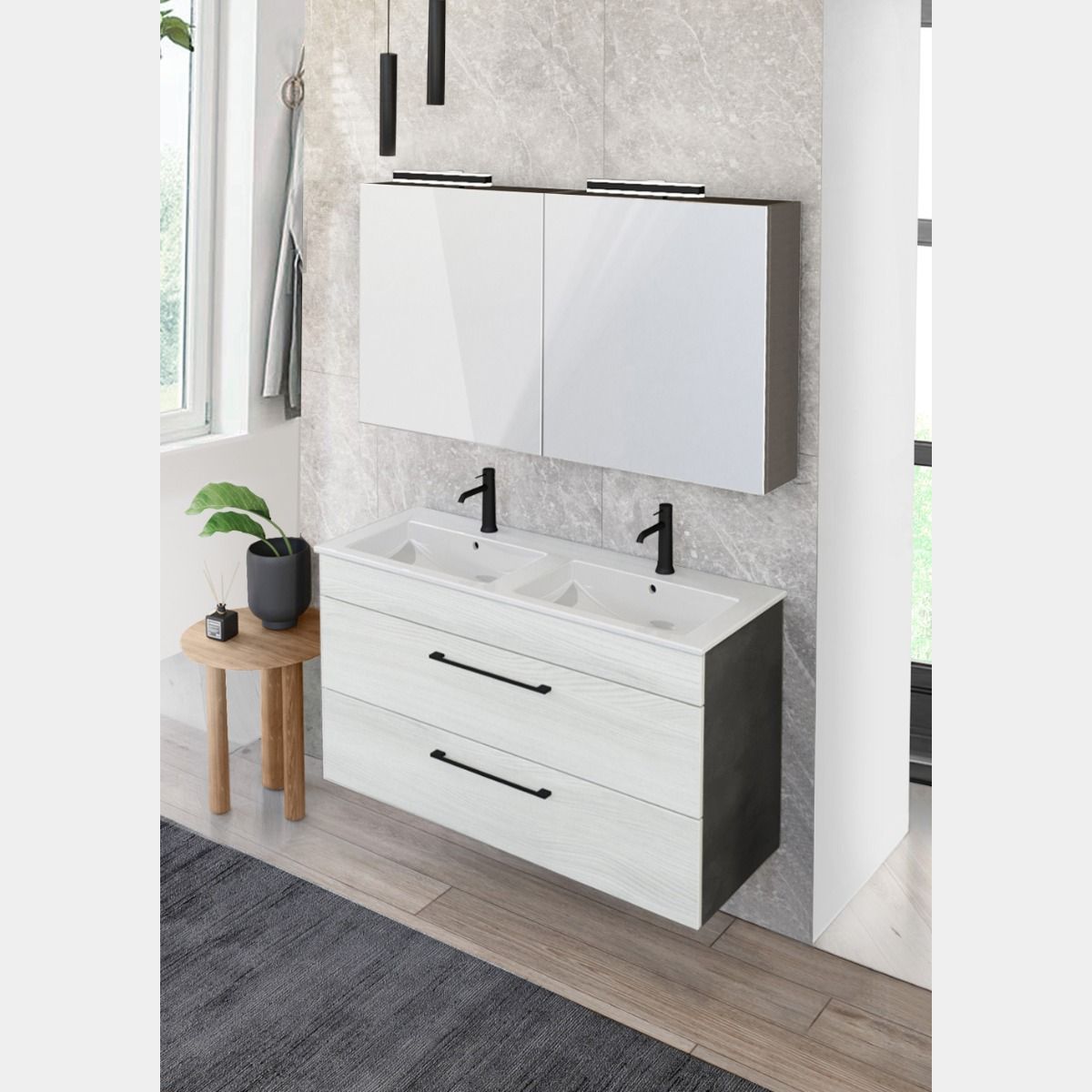 Mobile bagno a terra salvaspazio S40 Bianco - L.50