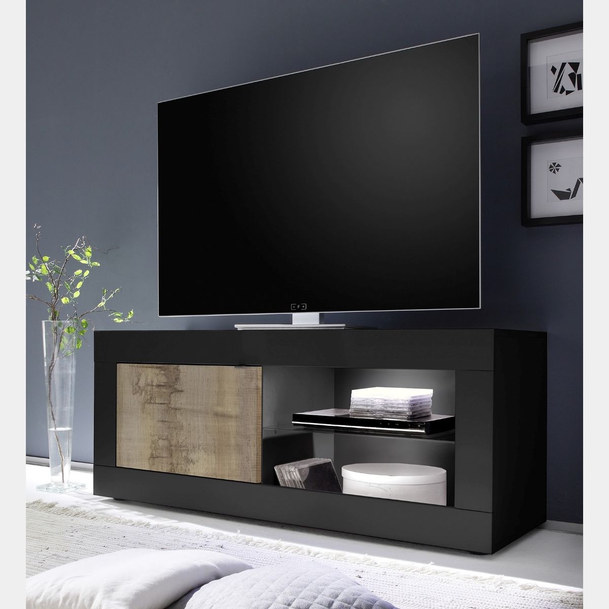 Mobile porta tv Caravaggio nero rovere ▷ in offerta su Garnero Arredamenti