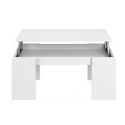 Tavolino basso con contenitore bianco lucido