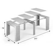 Consolle allungabile in 5 misure diverse, finitura Beton