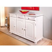 Credenza in legno massiccio a tre ante e tre cassetti / bianco