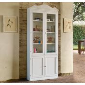 Libreria arte povera 4 ante in legno, finitura latte