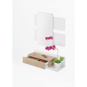  Entrate case moderne, mobile con specchio e cassetto bianco artik e rovere canadian