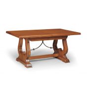 Tavolo allungabile in legno massello, noce, arte povera - gambe ad arpa con ferro