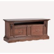 Base credenza / Porta televisore in legno finitura noce arte povera, con 2 cassetti e vano a giorno 170x78