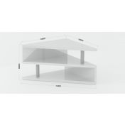 Tavolino triangolare moderno a 3 ripiani in finitura bianco lucido