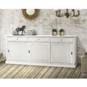 Credenza classica in legno bianco opaco, arte povera - cm 200x90