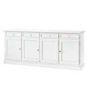 Credenza in legno bianco opaco, arte povera - cm 205x86