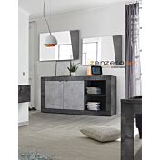 ACQUISTA ANCHE TU Madia moderna, 2 ante e vano a giorno con mensola, finitura Ossido e Beton