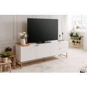 Porta TV bianco opaco stile nordico con gambe dorate