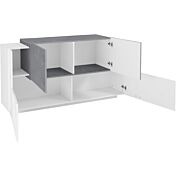 Credenza moderna Bianca lucido e Ardesia, 4 ante 