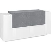 Credenza moderna Bianca lucido e Ardesia, 4 ante 