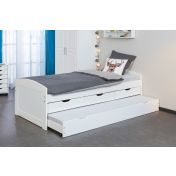 LETTO CON CASSETTI CONTENITORE E SECONDO LETTO INFERIORE AD ESTRAZIONE. 