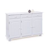 Credenza in legno massiccio a tre ante e tre cassetti / bianco