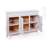 Credenza in legno massiccio a tre ante e tre cassetti / bianco