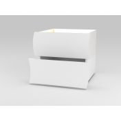 Comodino di design a 2 cassetti sagomati, bianco lucido, linea onda