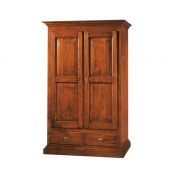 Armadio 2 porte 2 cassetti, color Noce, Arte povera