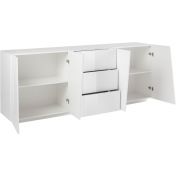 Madia credenza 4 ante 3 cassetti in finitura bianco lucido