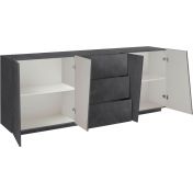 Madia credenza 4 ante 3 cassetti in finitura ardesia