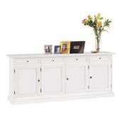 Credenza in legno finitura laccato bianco opaco, con 4 porte 205x85