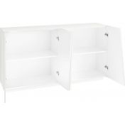 Credenza con ante asimmetriche di piccole dimensioni, Bianco lucido