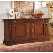 Credenza in legno finitura noce arte povera, con 2 porte e 2 cassetti 213x109