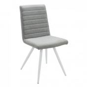 Sedia in tessuto Grigio, con gambe colore Bianco