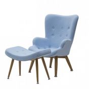 Set Poltrona e Sgabello di Design colore Azzurro