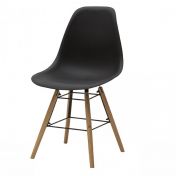 Sedia di Design Mod. Daw, con gambe in Legno, seduta ergonomica in pvc - nera