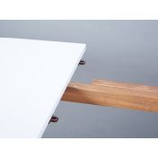 Tavolo allungabile, in mdf laccato bianco e metallo, 140x90 cm