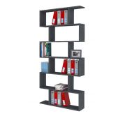 Libreria moderna verticale, colore ardesia, 6 ripiani, made in Italy