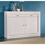 Credenza in legno finitura bianco patinato, con 2 porte e 2 cassetti 150x110