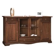 Credenza in legno noce arte povera, con 4 porte e 3 cassetti 205x113