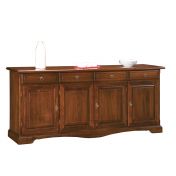 Credenza in legno finitura noce arte povera, con 4 porte e 4 cassetti 205x86