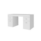 Scrivania 2 ante e 2 cassetti bianco larice e bianco lucido, made in Italy