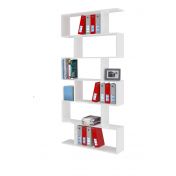Libreria verticale, colore bianco lucido, 6 ripiani, made in Italy
