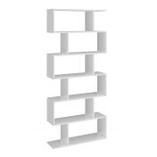 Libreria verticale, colore bianco lucido, 6 ripiani, made in Italy