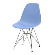 Sedia di Design Azzurra seduta in pvc e struttura in metallo